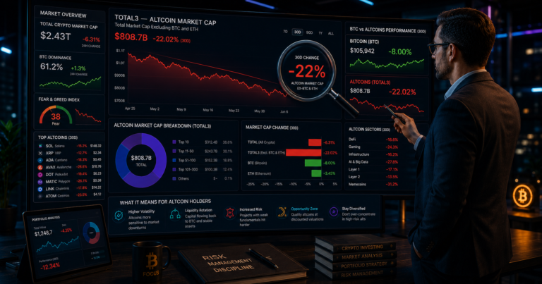 Crypto Market Cap Excluding BTC and ETH Down 22%: What It Means for Altcoin Holders