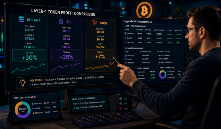 Calculating Profit on Layer-1 Tokens Solana Sui and TRON Compared